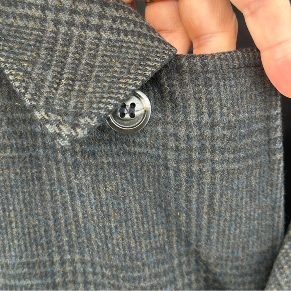 Men's Vintage Gray‎ Glen Plaid Overcoat Wool Coat 42L - Picture 4 of 15